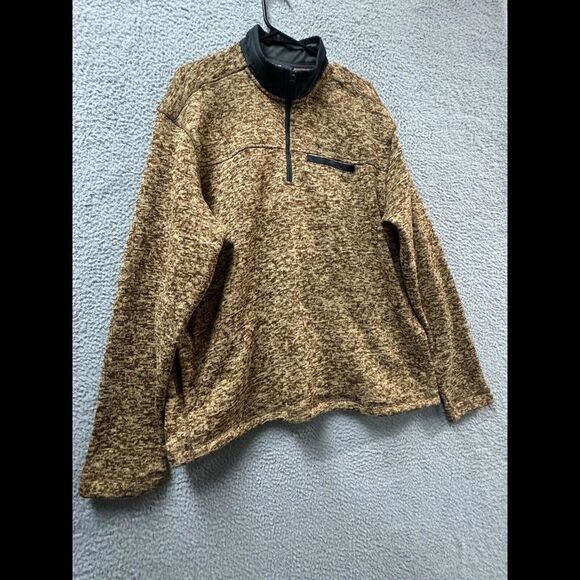 Eddie Bauer Sweatshirt Mens Extra Large Brown 1/4 Zip Pullover Fleece Mock Neck - Picture 10 of 12